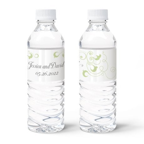 Personalized Water Bottle Labels - Heart Filigree 
