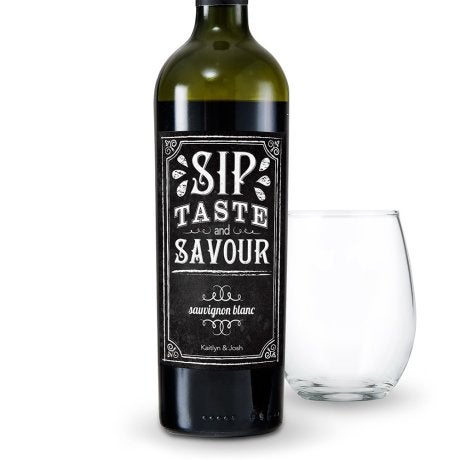 Wine Label With Chalkboard Print Design