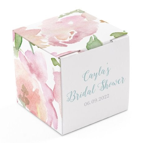 Miniature Custom Printed Square Paper Favor Boxes - Floral Garden Party