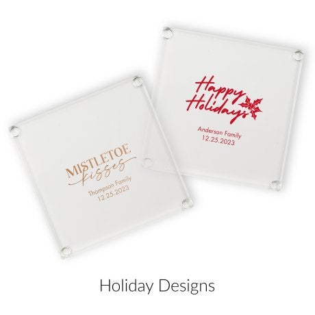 Personalized Glass Coaster Favor - Holiday