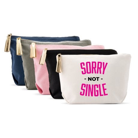 Large Personalized Canvas Makeup Bag - Sorry Not Single