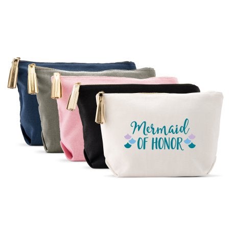 Large Personalized Canvas Makeup Bag - Mermaid Of Honor