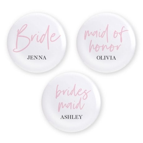Personalized Bridal Party Wedding Pins - Team Bride