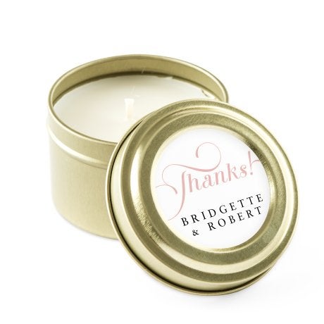 Personalized Gold Tin Candle Wedding Favor - Expressions