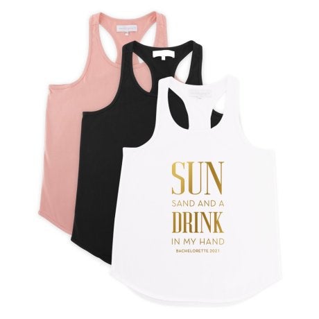 Personalized Bridal Party Wedding Tank Top - Drink In My Hand