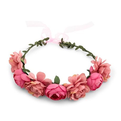 Bridal Party Flower Crown Wreath - Pink Rose Medley