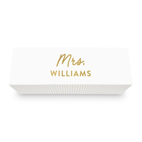White Personalized Wine Gift Box With Magnetic Lid - Mrs. Script