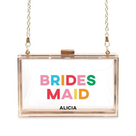 Personalized Acrylic Box Clutch - Color Block Bridesmaid
