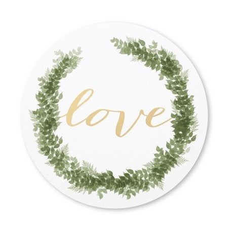 Round Paper Drink Coasters - Love Wreath - Set Of 12