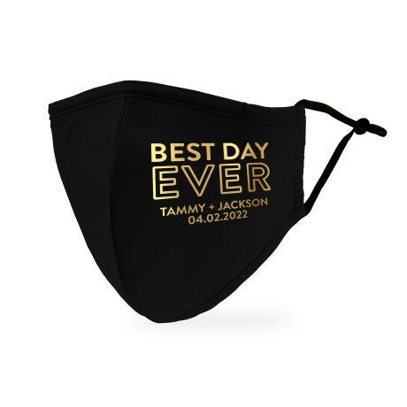 Personalized Adult Wedding Reusable, Washable 3 Ply Cloth Face Mask - Best Day Ever