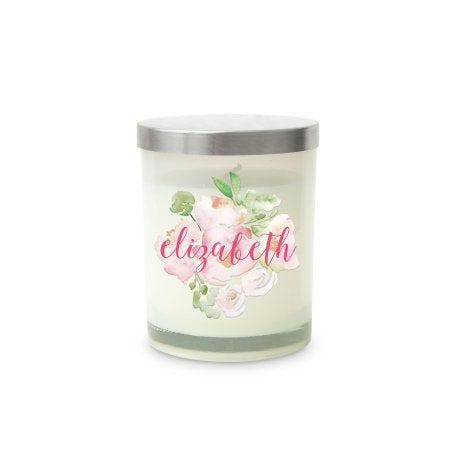 Personalized Glass Jar Gift Candle with Lid - Floral Garden Party