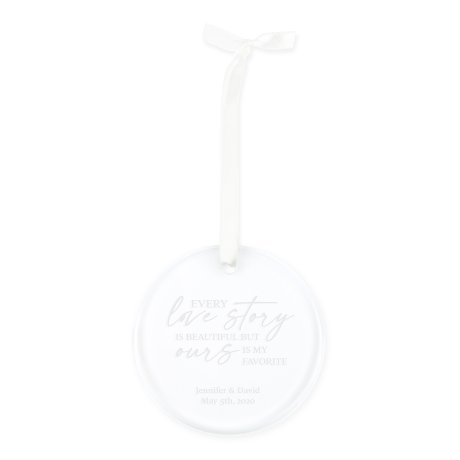 Personalized Round Clear Glass Christmas Tree Ornament - Every Love Story