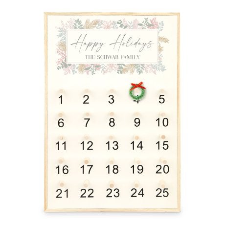 Personalized Wooden 25 Days of Christmas Peg Advent Calendar - Blush Frame