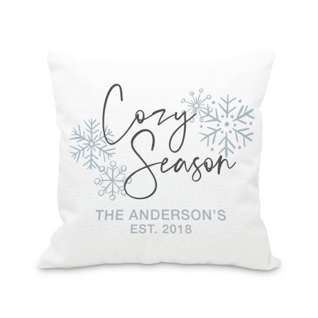 Personalized 18” x 18” Square Throw Pillow Cover and Insert Set - Cozy Season