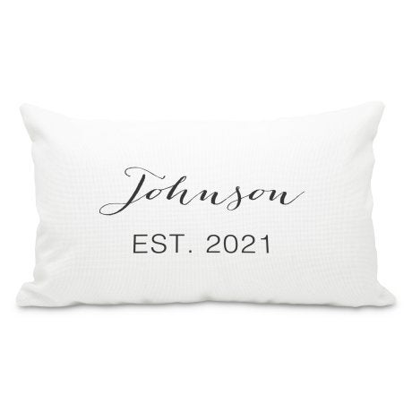 Personalized 12” x 20” Rectangle Throw Pillow Cover and Insert Set - Script