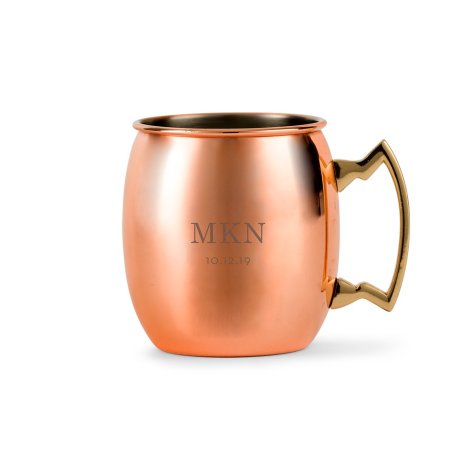 Personalized Copper Moscow Mule Drink Mug - Classic Monogram Engraving