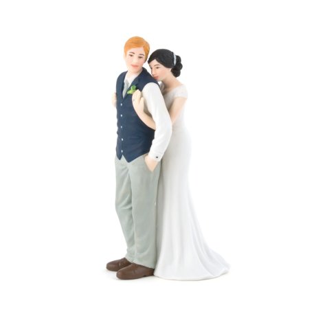 A Sweet Embrace - Bride Embracing Groom Couple Figurine