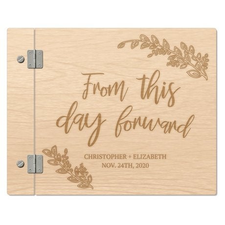 Personalized Wooden Wedding Guest Book - From This Day Forward