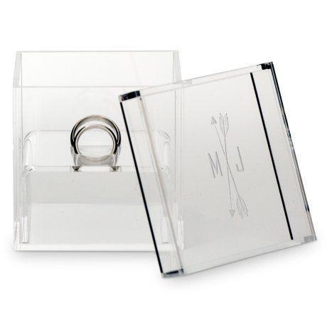 Personalized Clear Acrylic Jewelry Box- Whimsical Feather Engraving