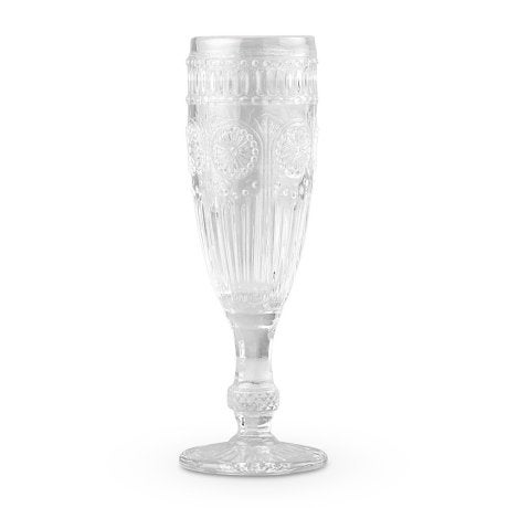 Vintage Style Pressed Glass Champagne Flute - Clear