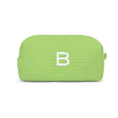 Personalized Small Cotton Waffle Makeup Bag- Lime Green