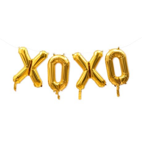 Gold Mylar Foil Letter Balloon Decoration - XOXO