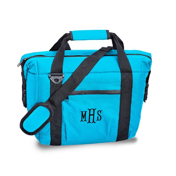 Personalized Aqua Blue Insulated Cooler Bag - Monogram Embroidered