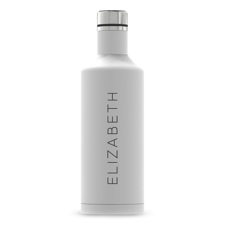 Personalized White Stainless Steel Insulated Water Bottle - Contemporary Vertical Print