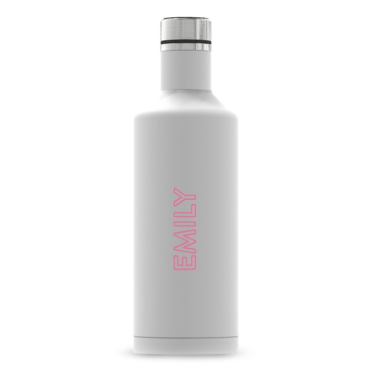 Personalized White Stainless Steel Insulated Water Bottle - Line Monogram Print