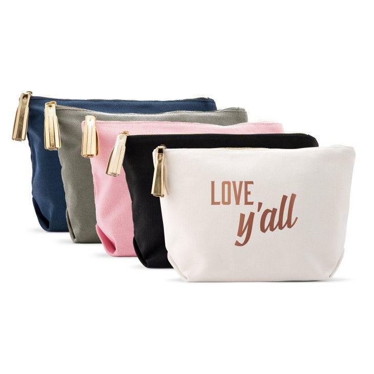 Large Personalized Canvas Makeup Bag - Love, Y'all