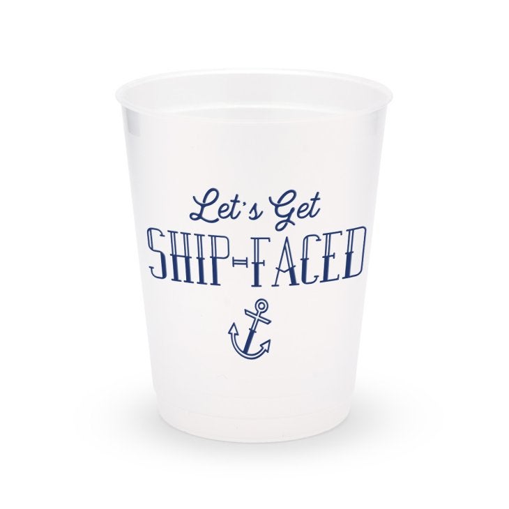 Personalized Frosted Plastic Party Cups - Ship-Faced - Set Of 8