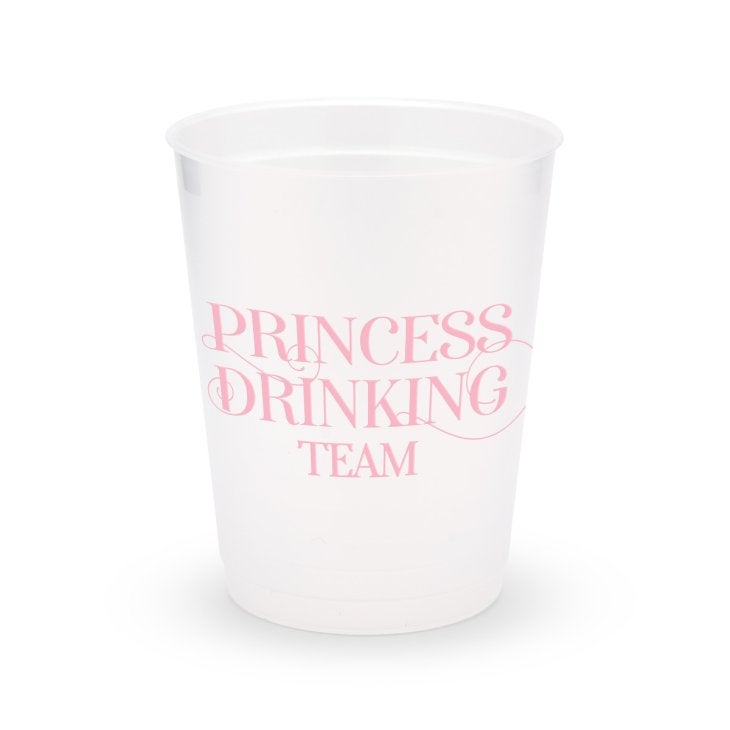 Personalized Frosted Plastic Party Cups - Princess Drinking Team - Set Of 8