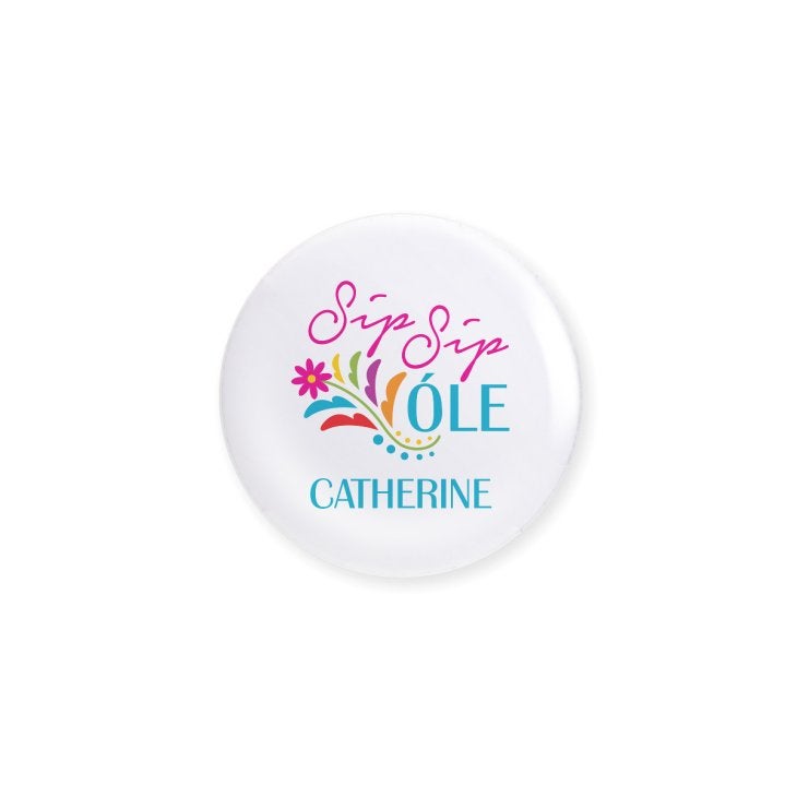 Personalized Bridal Party Wedding Pins - Sip Sip Ole