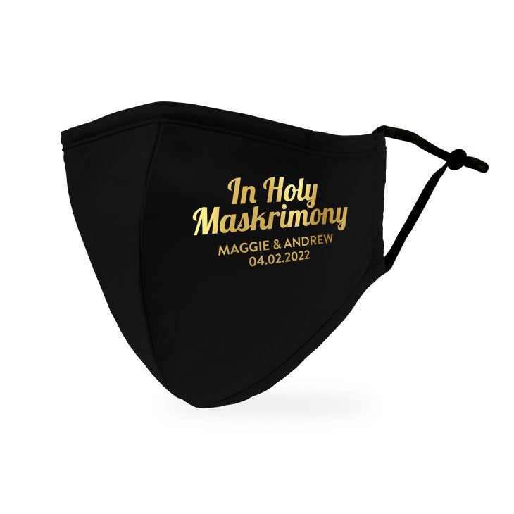Personalized Adult Wedding Reusable, Washable 3 Ply Cloth Face Mask - In Holy Maskrimony