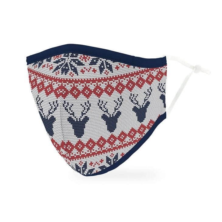 Adult Reusable, Washable 3 Ply Cloth Face Mask With Filter Pocket - Nordic Reindeer