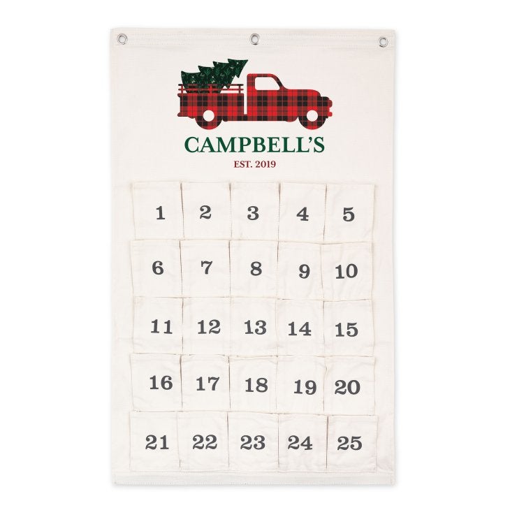 Personalized Reusable 25 Days of Christmas Fabric Advent Calendar - Christmas Truck