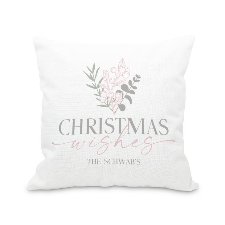 Personalized 18” x 18” Square Throw Pillow Cover and Insert Set - Christmas Wishes