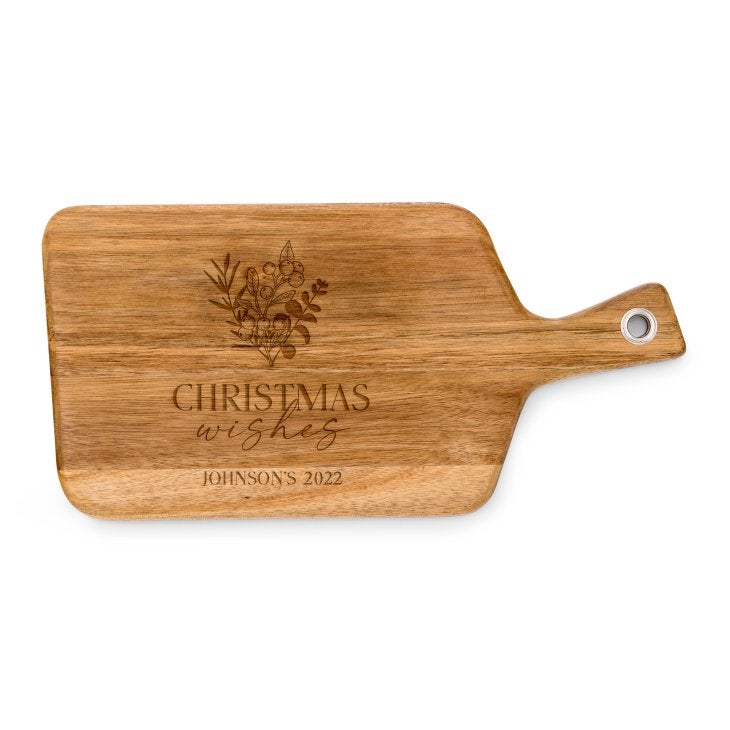 Personalized Wooden Paddle Cutting & Serving Board with Handle - Berry Bunch