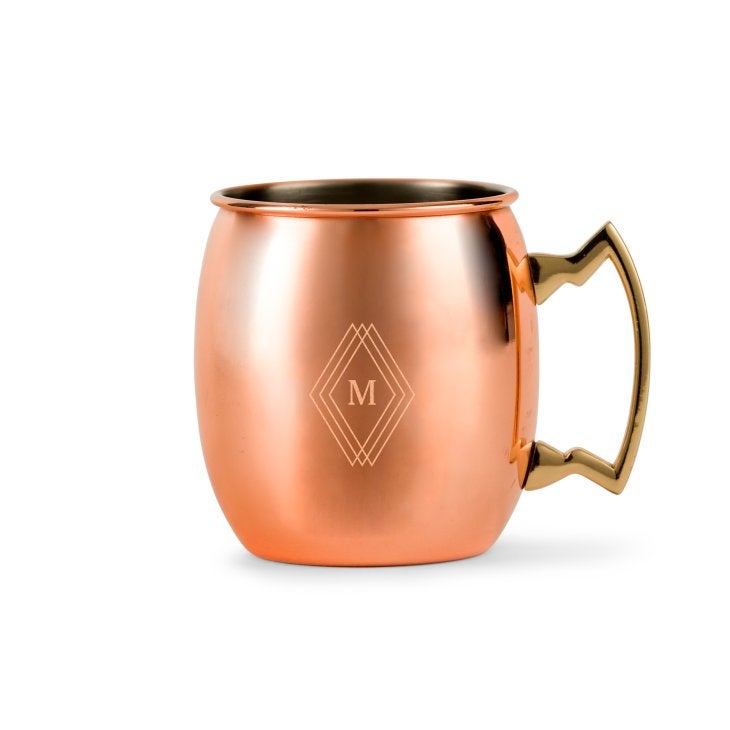 Personalized Copper Moscow Mule Drink Mug - Diamond Emblem Engraving