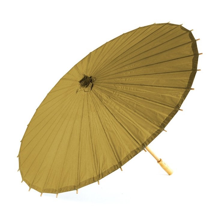 Pretty Paper Parasol With Bamboo Handle - Vintage Gold