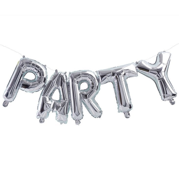 Silver Mylar Foil Letter Balloon Decoration - Party