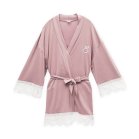 Personalized Flower Girl Jersey Knit Robe With Lace Trim - Mauve