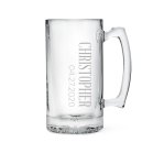 Personalized 25 Oz Glass Beer Mug - Vertical Monogram Engraving
