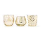Mercury Glass Votive Holders Or Bud Vases - Gold - Set of 3