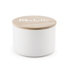 Personalized Round Wooden Jewelry Box – Script Font Print 