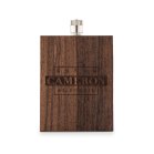 Personalized Rustic Wood Wrapped Stainless Steel Hip Flask - Groom Monogram Print