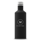 Personalized Black Stainless Steel Insulated Water Bottle - Circle Monogram Print