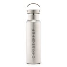 Personalized Chrome Stainless Steel Reusable Water Bottle - Contemporary Vertical Print