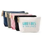Large Personalized Canvas Makeup Bag - Good Vibes