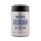 Custom Stainless Steel Insulated Beer Can Cooler - Sans Serif Groomsman